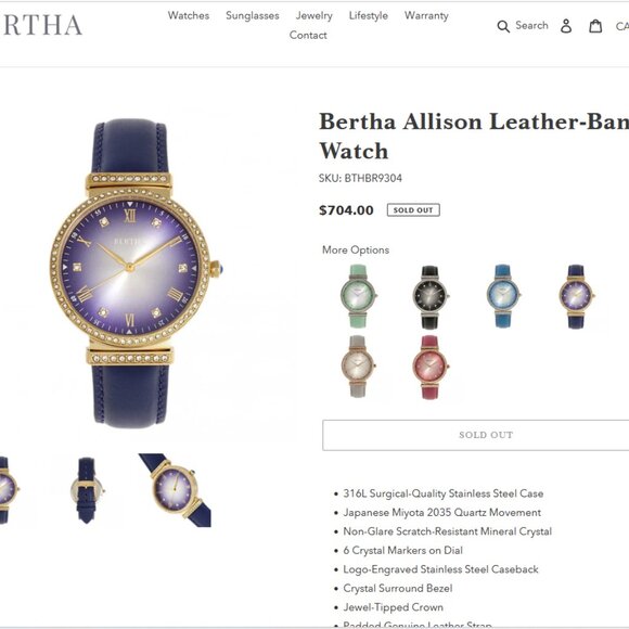 Bertha Women's BTHBR9304 Purple Leather Watch - Picture 8 of 8